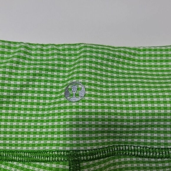 Lululemon Coast to Class Yoga Pants Size 8 Green White Gingham Cropped rare - Picture 2 of 7